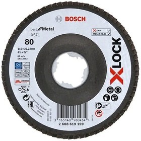 Resim Bosch - X-lock - 115 Mm 80 Kum Best Serisi Metal Flap Disk 