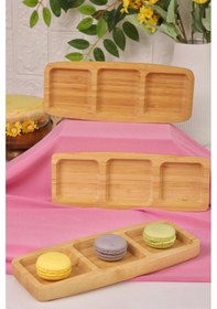 Resim Bambum 3 Bölmeli Bambu Dikdörtgen Servis Tabağı Kahvaltı, Atıştırmalık Ve Sunum Tepsisi Bambu 