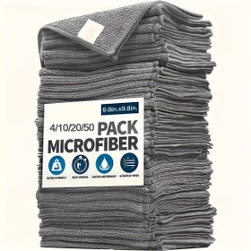 Resim 4/10/20/50'li Paket Mikrofiber Temizlik Bezi, Ev ve Araba İçin Yeniden Kullanılabilir Tüy Bırakmayan Mikrofiber Havlu 