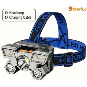 Resim Sunshine011 Staaricc 1 Adet Usb Şarjlı 5 Ledli Alın Feneri Mavi Ipx4 Kampçılık Balıkçılık Mavi 