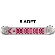 Resim Beyaz-Kırmızı Araç Park Telefon Numaratörü -5 ADET- Tel No Göste 