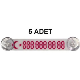 Resim Beyaz-Kırmızı Araç Park Telefon Numaratörü -5 ADET- Tel No Göste 