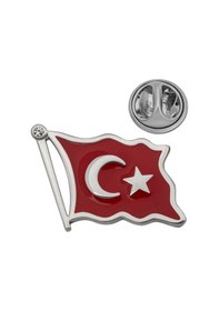 Resim 925 Ayar Gümüş Türk Bayrağı Rozet Açık Gri 17367235 