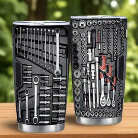 Resim Taşınabilir Alet Kutusu Baskılı Çift Duvarlı Vakum Yalıtımlı Tumbler - Sızdırmaz Gıda Sınıfı Yeniden Kullanılabilir Seyahat Bardağı, Kahve & Soğuk İçecekler için, 3D UV Baskılı Tasarım, Açık Hava, Spor Salonu, Araba Yolculuğu - Mekanikçiler ve DIY Tutkunları için İdeal Hediye, Spor Salonu Hidrasyon Ekipmanı, Dış Mekan İçecek Kabı, Sportif İçecek Kabı 