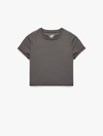Resim Slim Fit Kısa Kollu Bisiklet Yaka Crop Spor Tişört 