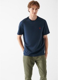 Resim Mavi Mühür Logo Nakışlı Lacivert Tişört Loose Fit / Bol Rahat Kesim 067074-33207 Lacivert 