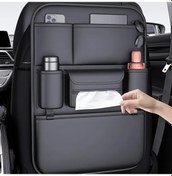 Resim Xuweiwei Premium Nappa Yapay Deri Araç Kolçak Saklama Organizer Katlanır Tepsili Black Without Tabletop 1pc Çok Bölmeli Cep Telefonu Tablet Saklama 