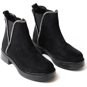 Resim 02-02 Siyah Süet Taş Aksesuarlı Lastikli Günlük Kadın Bot Siyah 