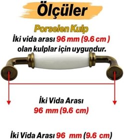 Resim Kapıdağı Porselen Antik Sarı Kulp 96 mm Mobilya Çekmece Mutfak Dolabı Dolap Kapak Kulplar Kulb Kulpu 