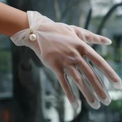 Resim Yabeni Nedime Eldivenleri - Şık Bilek Vurgulu, Saten Parlaklığı Polyester, Düğün Töreni Dekoratif Aksesuarı için Esnek Olmayan Parmaksız Tasarım 