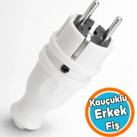 Resim Nzb Erkek Düz Fiş Beyaz Sağlam Kauçuk Gövde Elektrik Bağlantı Fişi Kablo Ucu Ev Ofis Kullanım 