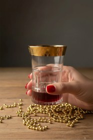 Resim Paşabahçe Diana 210 Cc Su Bardak Seti 6 Lı Şık & Dayanıklı Cam Tasarım Altın - Şeffaf 