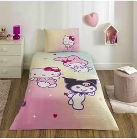 Resim Taç 000000001000051092 Lisanslı Hello Kitty & Friends Pamuk Tek Kişilik Nevresim Takımı,160 x 220 Çok Renkli 