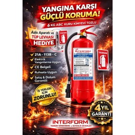 Resim İnterform Interform 6 kg Abc Kuru Kimyevi Tozlu Yangın Söndürme Cihazı 