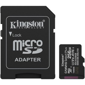 Resim Kingston 256GB Canvas Select Plus Gen3 Micro SDXC 100MB/s A1 Hafıza Kartı, SDCS3/256GB 
