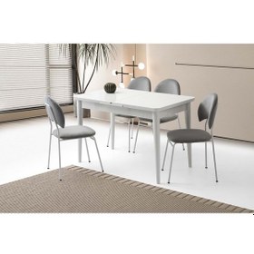 Resim Mobilgen Beyaz Suna Sandalye 120+30 Kelebek Tekno Kenar Hg Açılabilir Masa Takımı Beyaz 