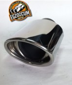 Resim EGZOZCUM 51 mm Tekli Krom oval yassı kesik içi dolu egzoz ucu eksoz 1 adet--EGZOZCUM 