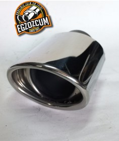 Resim EGZOZCUM 51 mm Tekli Krom oval yassı kesik içi dolu egzoz ucu eksoz 1 adet--EGZOZCUM 