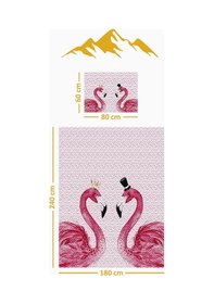 Resim Flamingo Desenli Kadife Kumaş Kapitoneli Tek Kişilik Yatak Örtüsü Seti 2 Parça Tky0040 Çok Renkli 