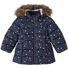 Resim Name İt Lacivert Kız Bebek Kapüşonlu Normal Bel Kürklü Mont NMFMERETHE JACKET AOP1 