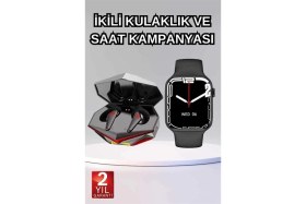 Resim İntora Ikili Set Dev Kampanya Ucuz Kulaklık Ucuz Akıllı Saat Gürültü Önleyici Uzun Pil Ömrü 