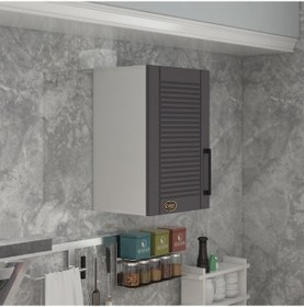 Resim Kenzlife Hazır Mutfak Dolabı Bamya60 Gri Mod2 60 040 32 Mebran Kapak Suntalam Gövde Beyaz 