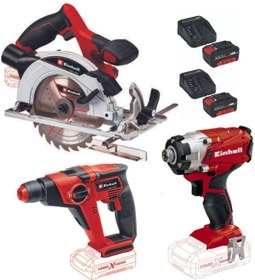 Resim Einhell Te-hd 18/12 Matkap Te-cı 18/1 Vidalama Te-cs 18/165/1 Daire Testere 2x4.0ah Akülü Set 