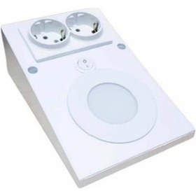 Resim Açma Kapama Düğmeli, Çift Prizli, Beyaz Işık Ledli, Banyo Mutfak Tezgah Altı Üstü, Dolap İçi Armatür Beyaz 