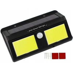 Resim Solar Güneş Enerjili Sensörlü 96 Cob Led Aplik Duvar Tipi Led Lamba Çok Renkli 