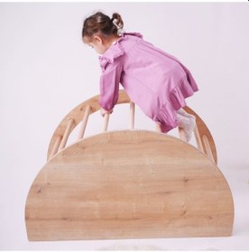 Resim Sincap 3'lü Pikler Halkası Montessori Aktivite ve Oyun Masası Kaydıraklı Tırmanma Seti ve Sandalye Kahverengi 