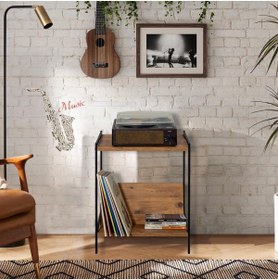 Resim 2D Grup Antik Plak ve Pikap Sehpası Atlantik Çam 