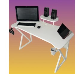 Resim Özel Tasarım Oyuncu Masası 135 cm Bardaklık ve Kulaklık Tutucu Hediye 