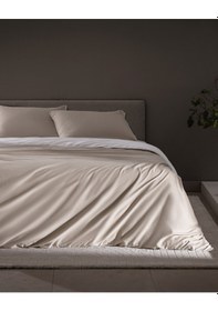 Resim Madame Coco Verne Çift Kişilik %100 Pamuk Biyeli Baskılı Saten Nevresim Takımı - Bej/beyaz Çok Renkli 