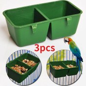 Resim 3 Adet Yeşil Kuş Yemlik Kutuları - Dayanıklı Plastik, Yiyecek & Su İçin Çift Bölmeli Tasarım, Kolay Temizlenebilir, Papağanlar & Küçük Evcil Hayvan Kafesleri İçin Uygun 