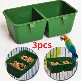 Resim 3 Adet Yeşil Kuş Yemlik Kutuları - Dayanıklı Plastik, Yiyecek & Su İçin Çift Bölmeli Tasarım, Kolay Temizlenebilir, Papağanlar & Küçük Evcil Hayvan Kafesleri İçin Uygun 
