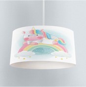 Resim Genel Markalar Renkli Gök Kuşağı Unicorn Desen Bebek Çocuk Odası Fon Perde Kırlent Kılıfı 