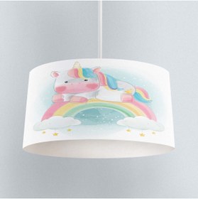 Resim Genel Markalar Renkli Gök Kuşağı Unicorn Desen Bebek Çocuk Odası Fon Perde Kırlent Kılıfı 