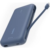 Resim Belkin Boostcharge Powerbank, 20K Entegre Kablolu Taşınabilir Güç Kaynağı, 30 W Güç Iletimli Hızlı Şarj, Usb-C, Mavi 
