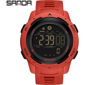 Resim Hanyang Kırmızı Sanda Erkekler Açık Spor Kronograf Saat 2023 Yeni Elektronik Saat Aydınlık Çok Fonksiyonlu Kadran LED Ekran Su Geçirmez Izle (Yurt Dışından) 