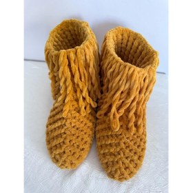 Resim Merut Style El Örgüsü Kadife Ip Püsküllü Ev Botu Panduf 