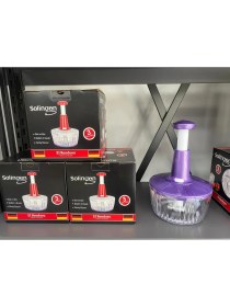 Resim Solingen 3 Bıçaklı Paslanmaz Çelik Basmalı El Rondosu Bas Kes Manuel Sebze Meyve Doğrayıcı Mor Renk 