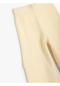 Resim Koton Basic Bol Paça Pantolon Kargo Cep Detaylı Bej 5wkg40001at Ekru 