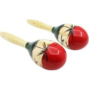 Resim Çift Ahşap Büyük Maracas Rumba Shakers Çıngıraklar 