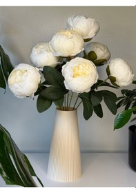 Resim Lınea Vazo- Bej - Taş Tabanlı Pla Sadelikteki Zarafetin İzinde 