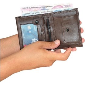 Resim Premium Serisi Özel Kutulu Lüks Deri Klasik Dikey Cüzdan Kemer Kartlık Ve Çakmak Erkek Seti Kahverengi 
