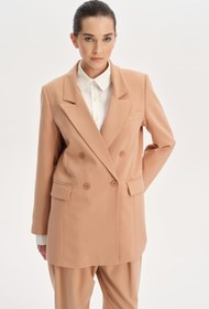 Resim Kruvaze Oversize Blazer Ceket - Camel - CAMEL / S/M 