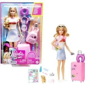 Resim Barbie Seyahatte Bebeği Ve Aksesuarları Barbie Bebek Ve Aksesuarları, Yavru Köpeğiyle Seyahat Seti Hjy18 
