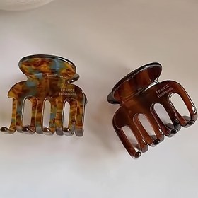 Resim 1 adet/2 adet Asetat Malzeme Vintage Fransız Köpekbalığı Klipsi, Yan Süpürme Yüksek At Kuyruğu Saç Aksesuarı 