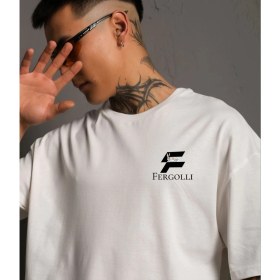 Resim Nemere Bisiklet Yaka Baskılı Oversize T-Shirt - Beyaz 