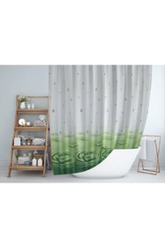 Resim Zethome Banyo Perdesi 1x120x200 Tek Kanat Duş Perdesi Halka Hediyeli Duşakabin Perdesi 5020 Yeşil 